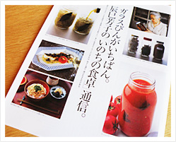 辰巳さんが提案する「食」、そのためのガラスびん活用法もわかる「いのちの食卓」通信を冊子にし、一緒にお届けします。